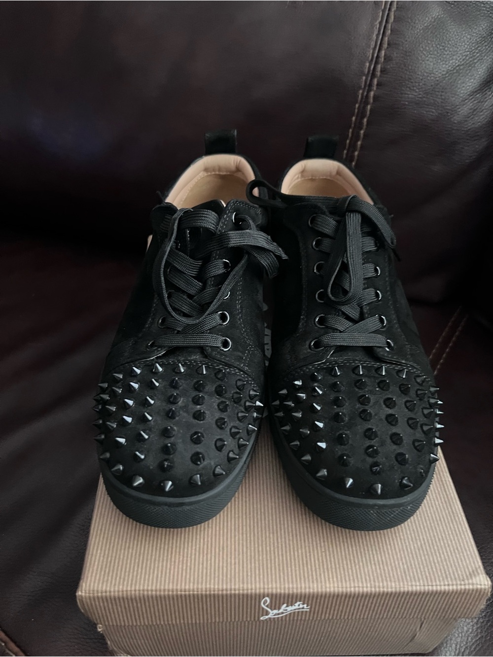 Christian Louboutin Black Studded Low-Top Sneakers